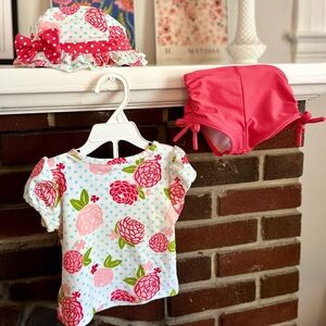 Toddler, 18 month floral swimsuit with swim hat
